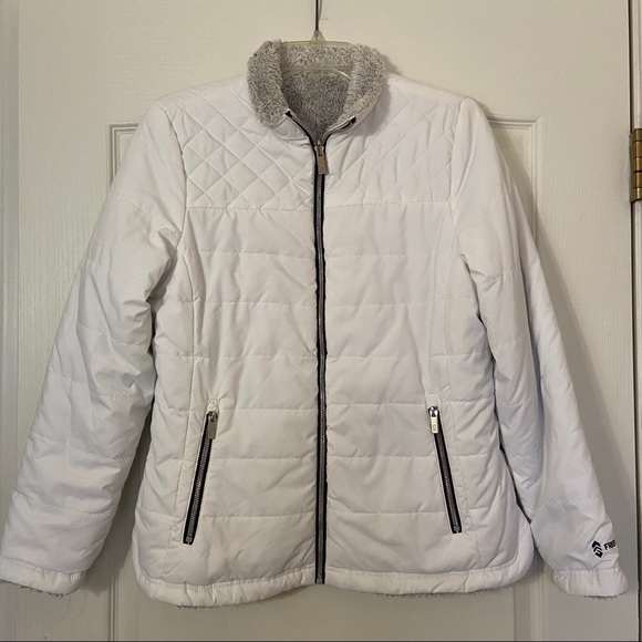 Free Country White Puffy Coat Zip reversible M